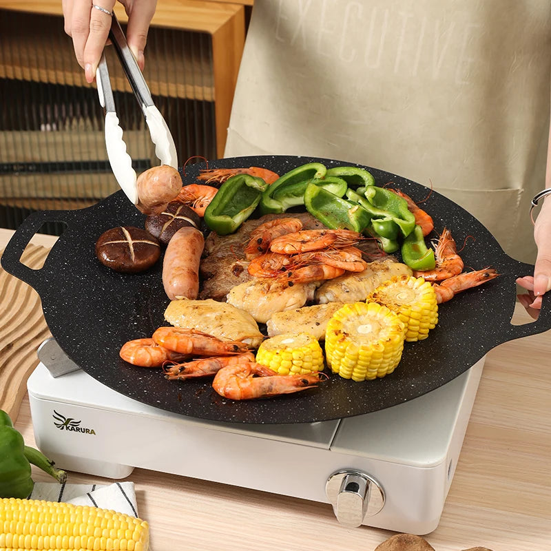 Plaque de cuisson en fonte – Pour grillades, poisson, viande, brochettes (SUPER PROMO 🔥 Stock limité !)