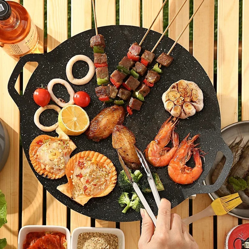 Plaque de cuisson en fonte – Pour grillades, poisson, viande, brochettes (SUPER PROMO 🔥 Stock limité !)